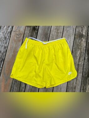 Nike Men’s Bright Yellow Athletic Shorts with White Drawstring